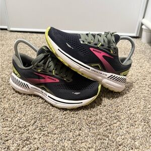 Brooks Adrenaline GTS 23 Women's Black with Pink and Lime Athletic Shoes